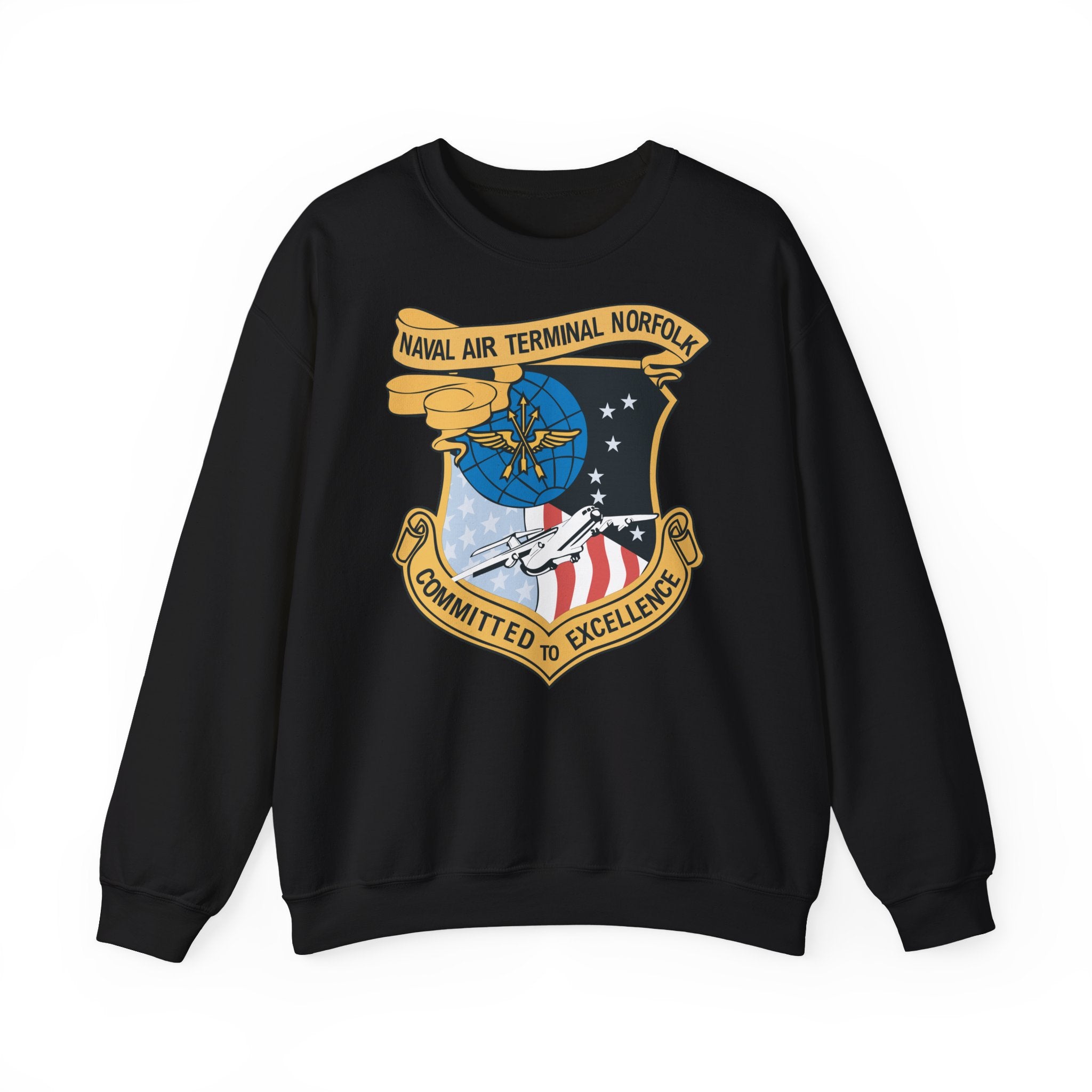 Unisex Heavy Blend™ Crewneck Sweatshirt - Navy - Naval Air Terminal Norfolk wo Txt