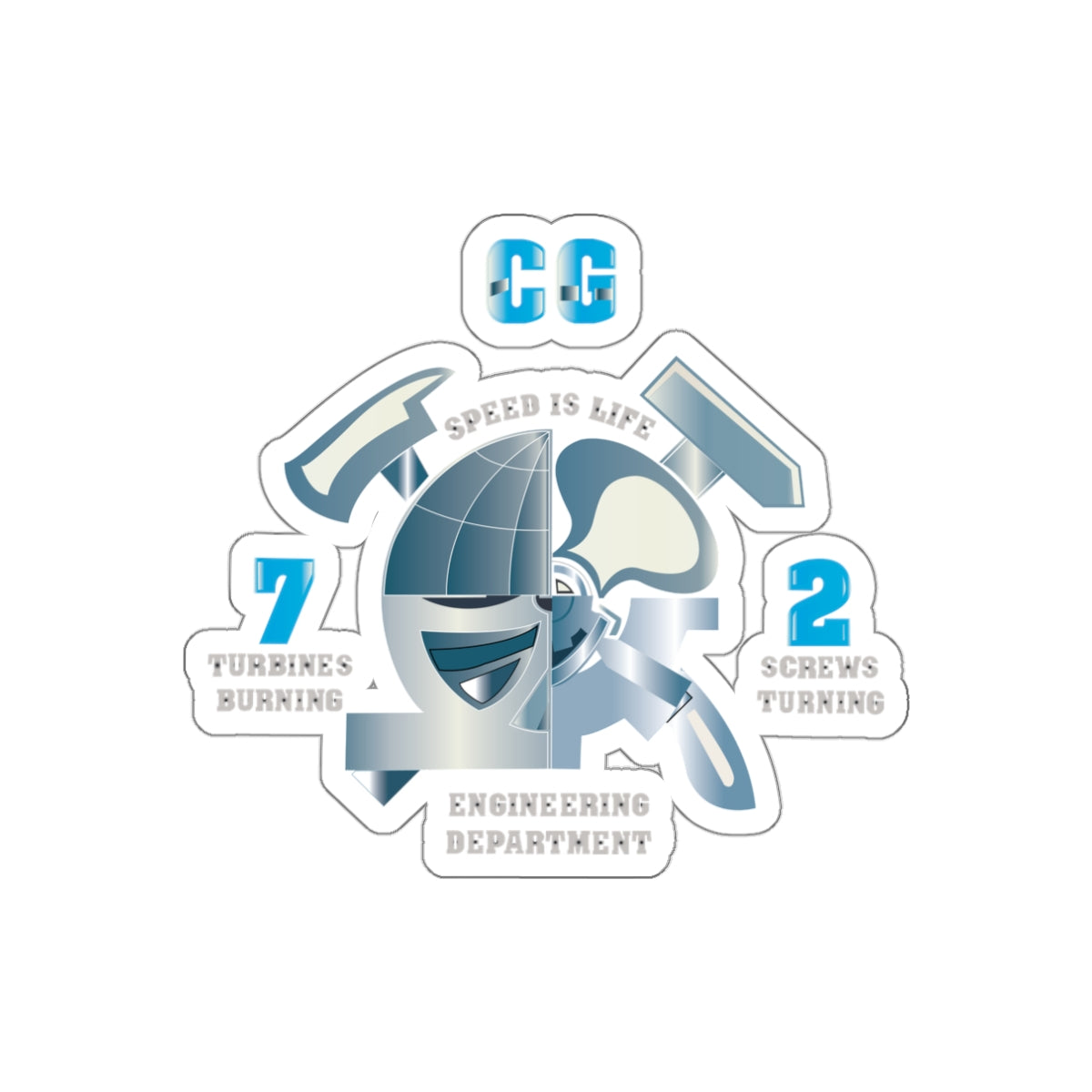 Die-Cut Vinyl Sticker - Navy - CG 72 - Engineering Department