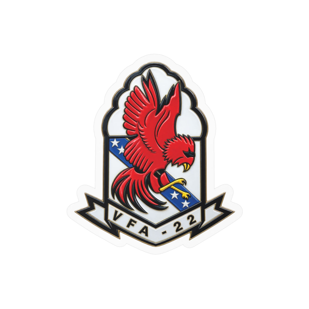 Kiss-Cut Vinyl Decal - Strike Fighter Squadron 22nd - SSI without Txt - Fighting Redcocks - 3D - Enhanced