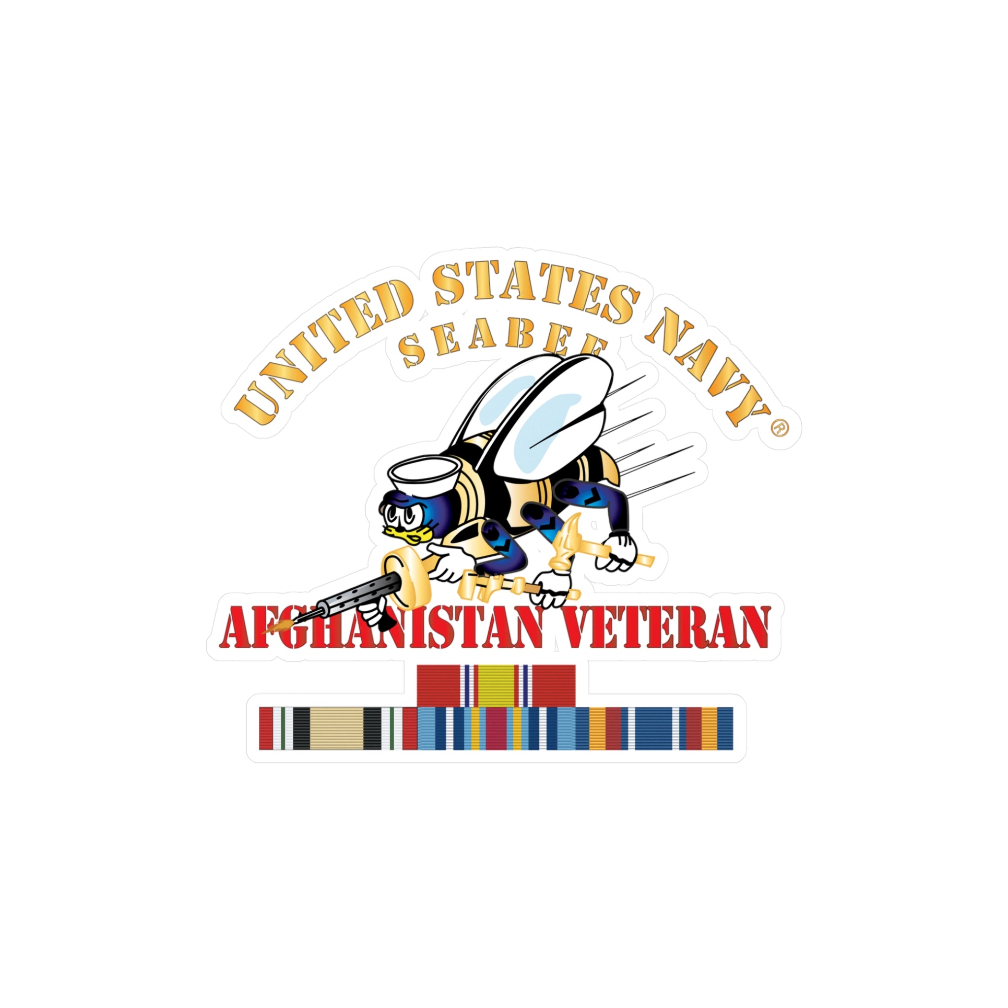 Kiss-Cut Vinyl Decal - Navy - Seabee - Afghanistan Veteran