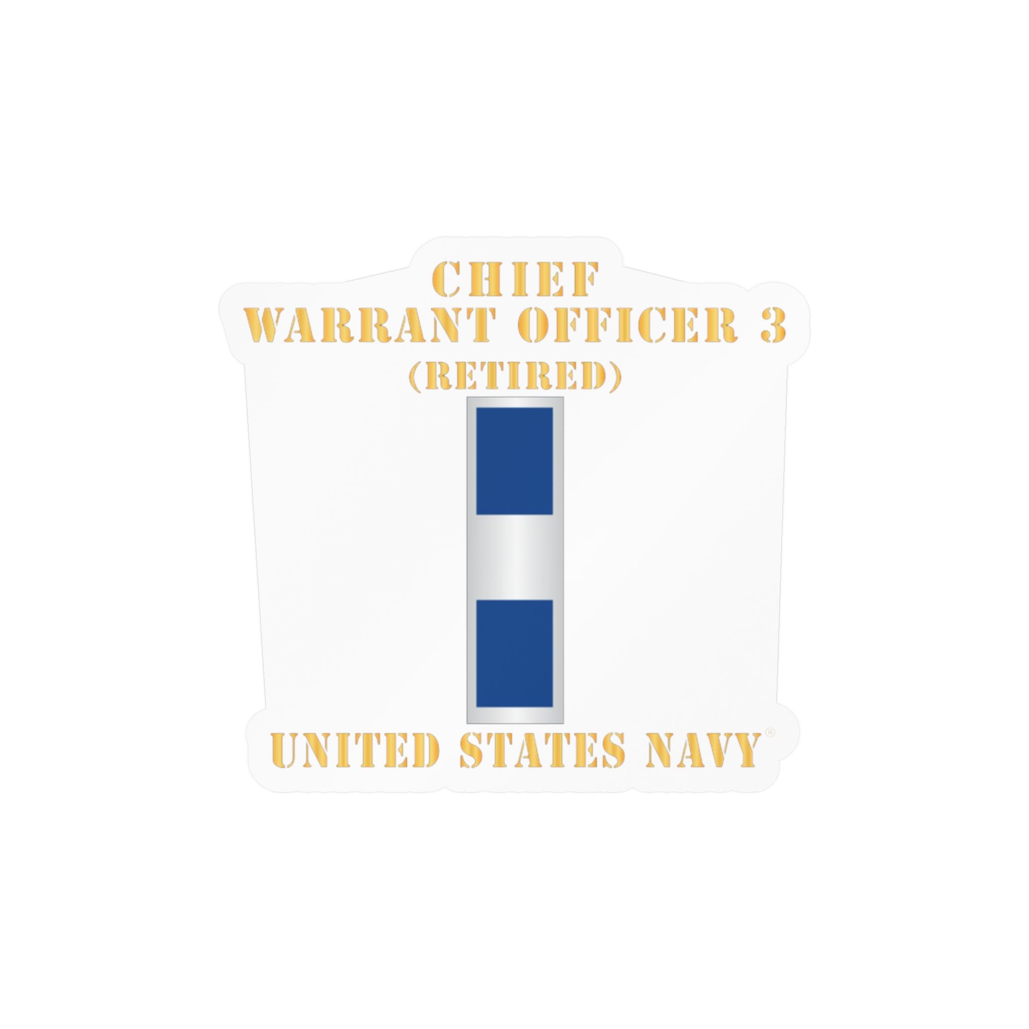 Kiss-Cut Vinyl Decal - Navy - Chief Warrant Officer 3 - CW03 - Retired