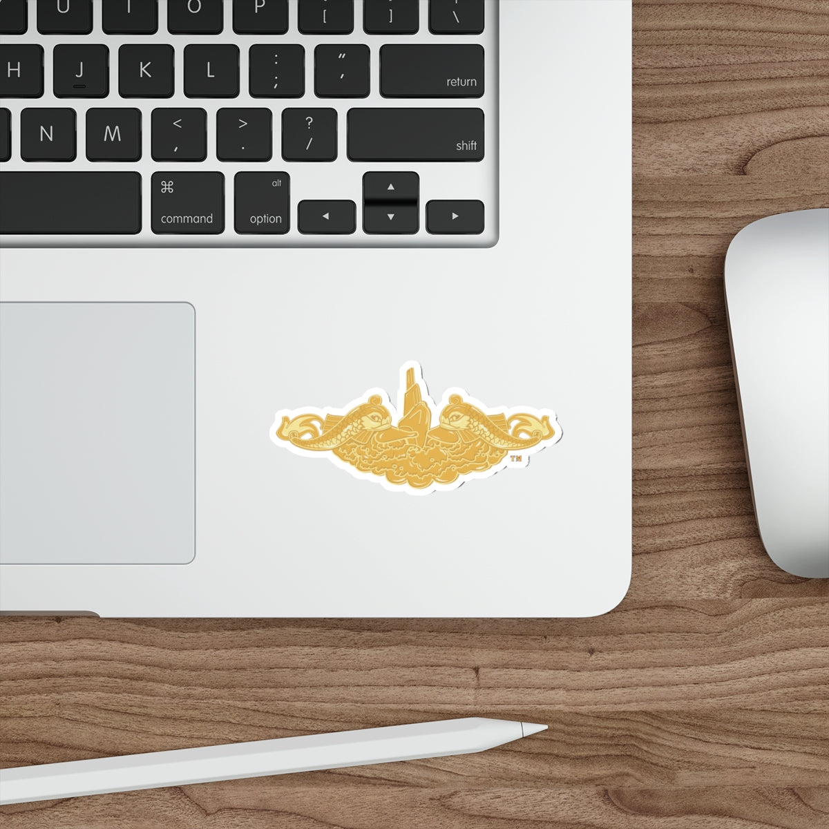 Die-Cut Vinyl Sticker - Navy - Submarine Badge - Gold wo Txt