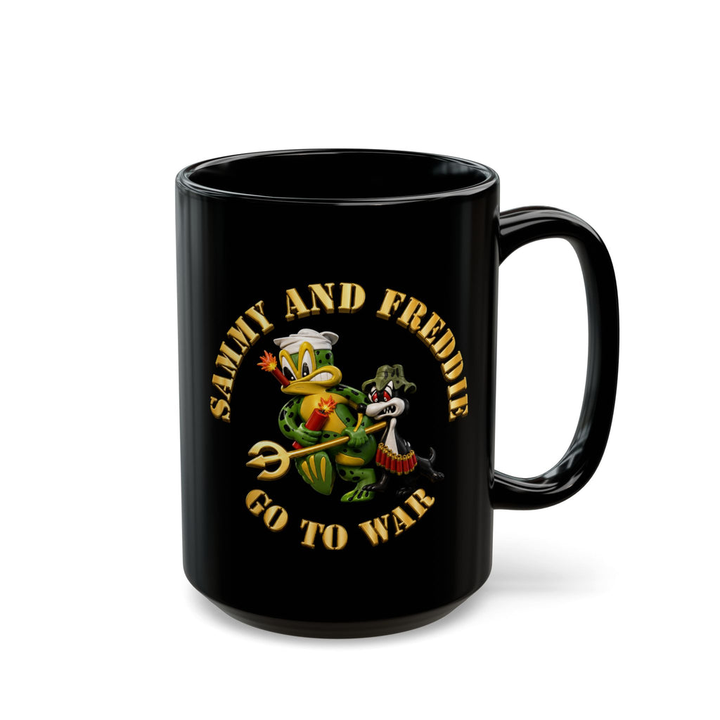 Black Mug (11oz, 15oz) - Navy - SOF - Sammy - Freddie - Go to War - 3D - Enhanced