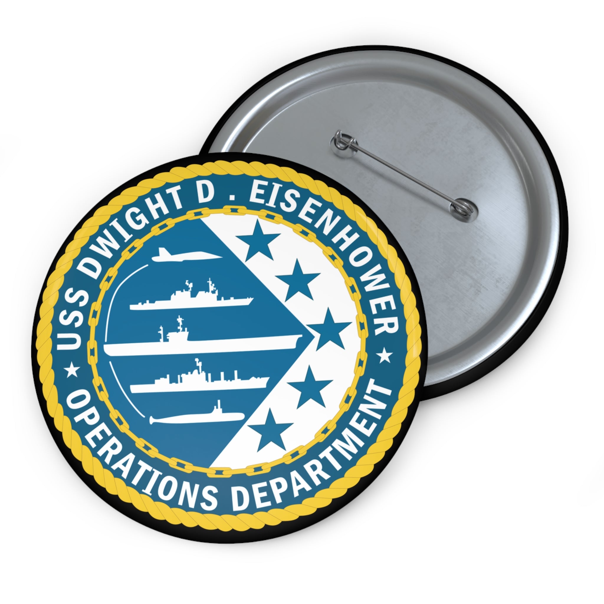 Custom Pin Button - Navy - USS Dwight D. Eisenhower (CVN-69) - Operations Department wo txt