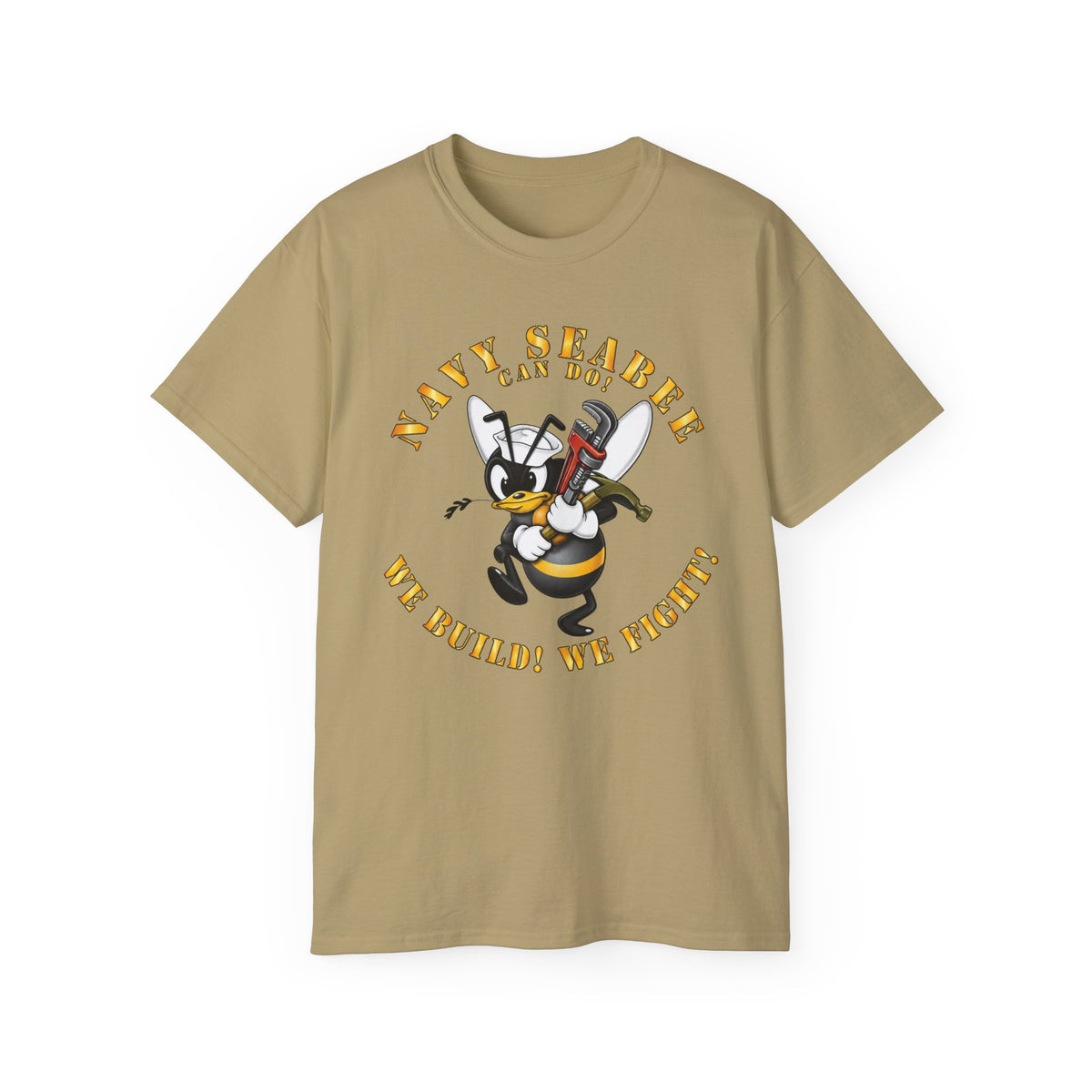Unisex Ultra Cotton T-Shirt - Navy - Navy SeaBee - w Wrench and Hammer X 300