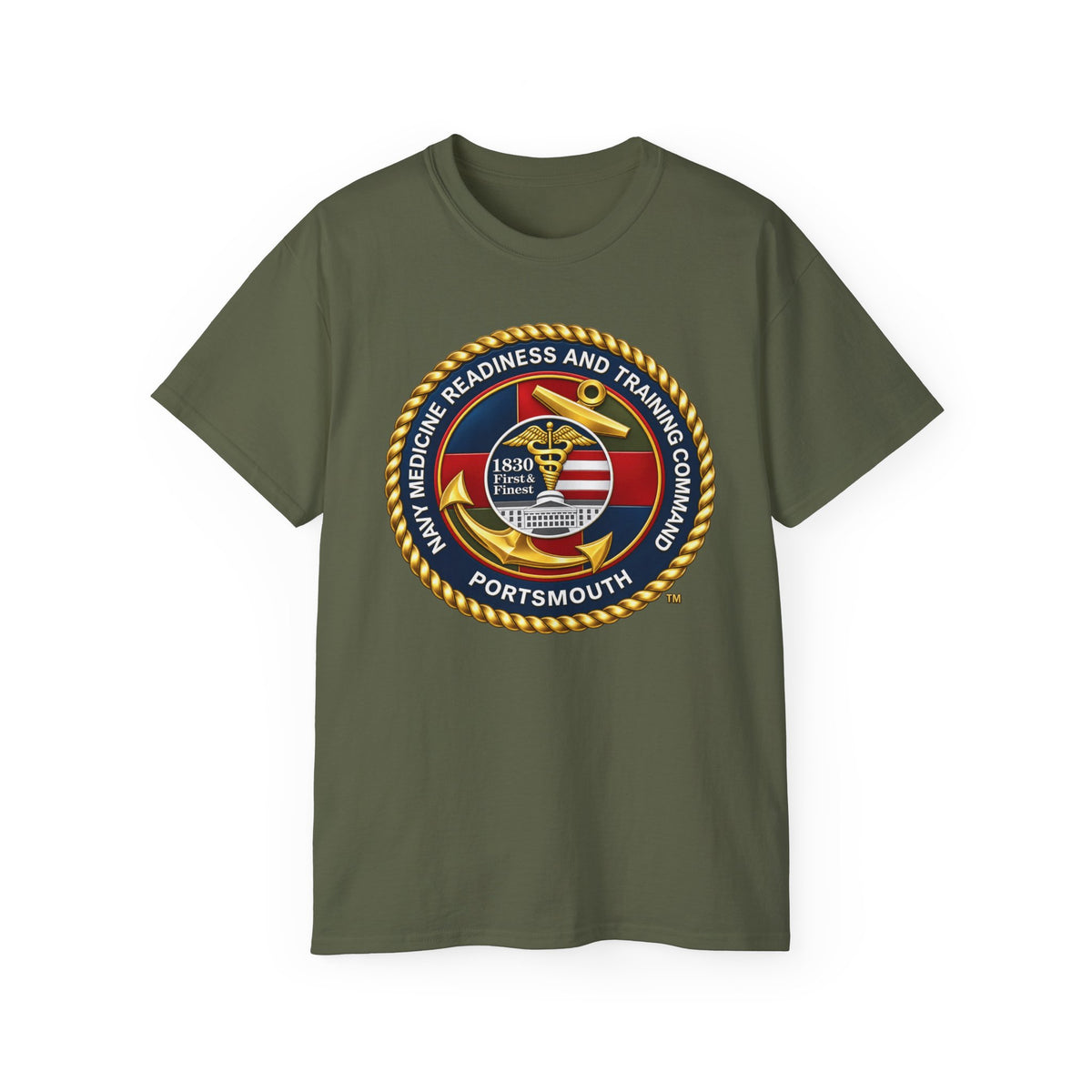 Unisex Ultra Cotton T-Shirt - Navy - Naval Medical Center Portsmouth wo txt - 3D - Enhanced