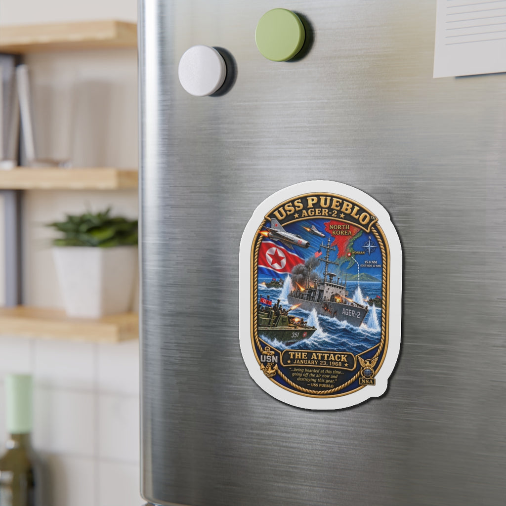 Die-Cut Magnet - Navy - USS Pueblo Attack-Defense Commemorative Patch - 3D - Enhanced