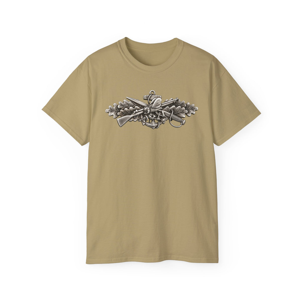 Unisex Ultra Cotton T-Shirt - Navy - Badge - Seabee combat warfare specialist wo txt - Enlisted - 3D - Enhanced