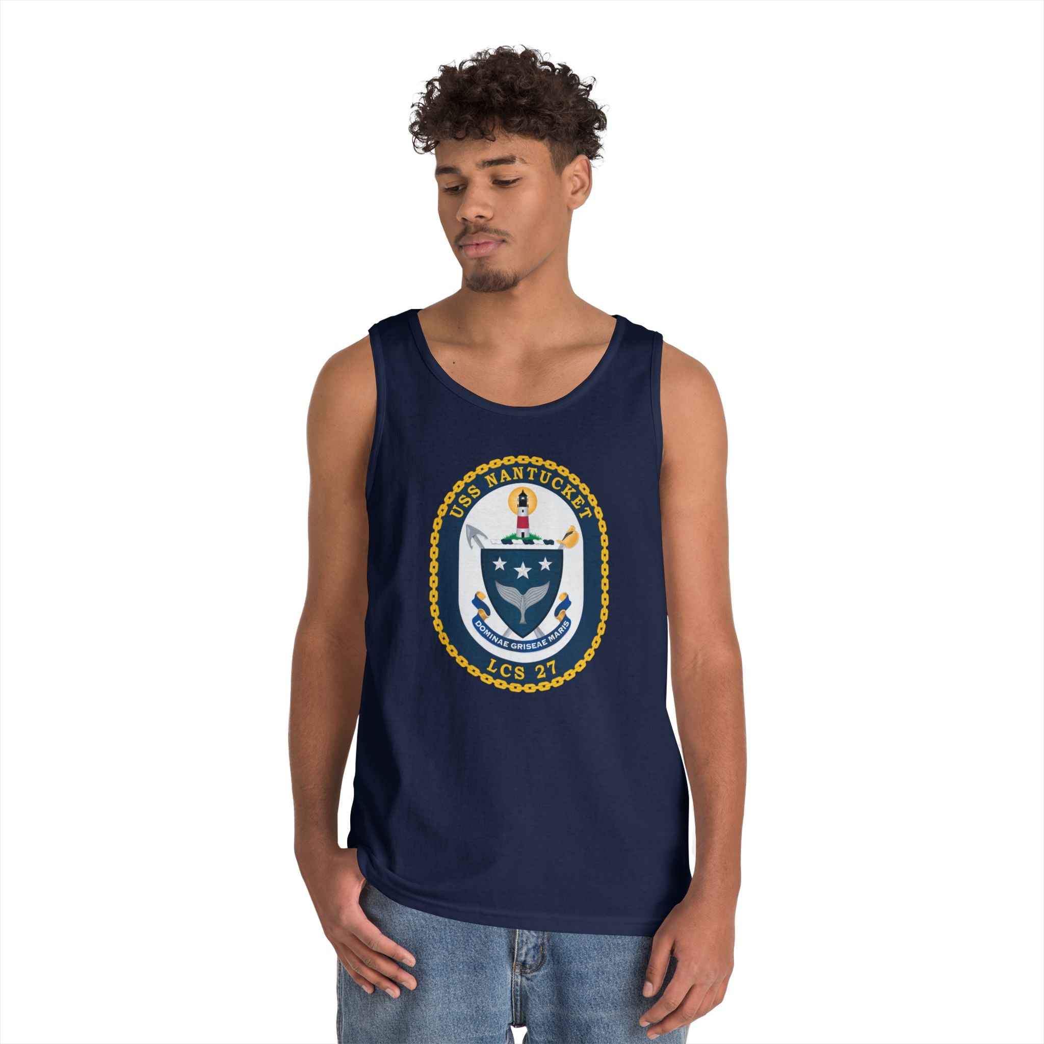 Unisex Heavy Cotton Tank Top - Navy - USS Nantucket (LCS-27) wo txt