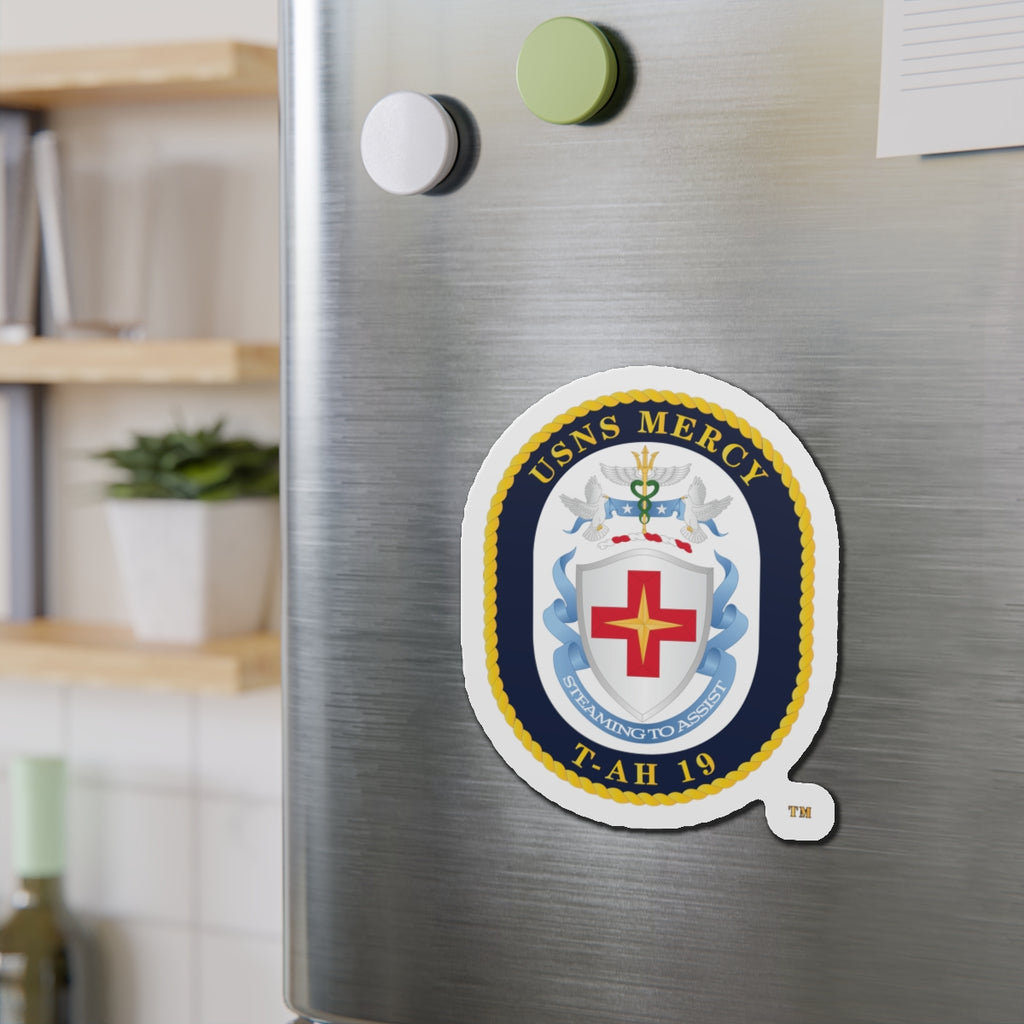 Die-Cut Magnet - Navy - USNS Mercy (T-AH-19) - Crest wo Txt