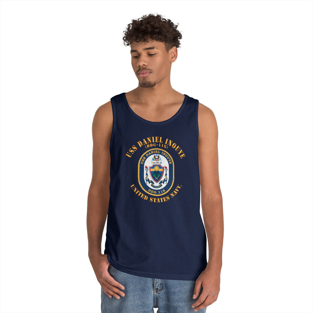 Unisex Heavy Cotton Tank Top - Navy - USS Daniel Inouye (DDG-118)