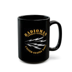 Black Mug (11oz, 15oz) - Navy - Rate - Radioman (RM) - Combat Veteran