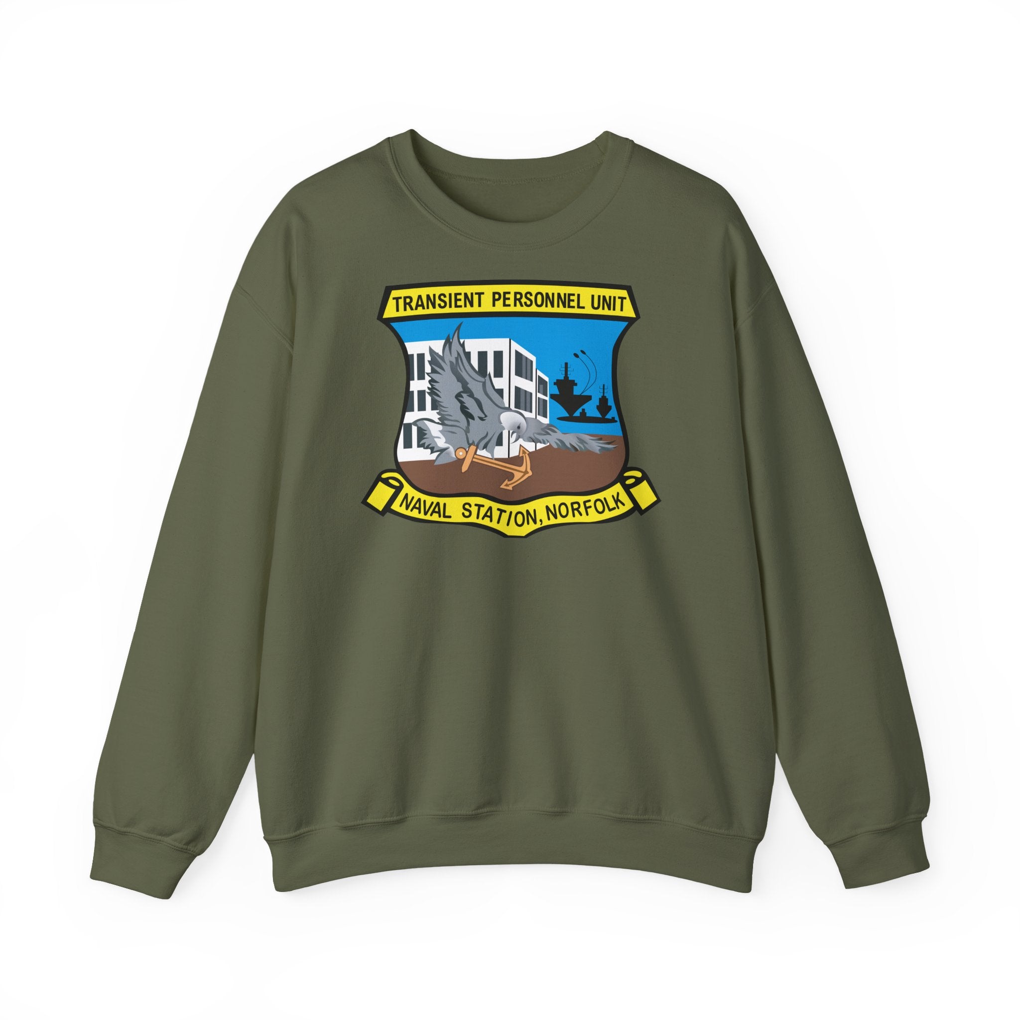 Unisex Heavy Blend™ Crewneck Sweatshirt - Navy - Transient Personnel Unit - Naval Station Norfolk wo Txt