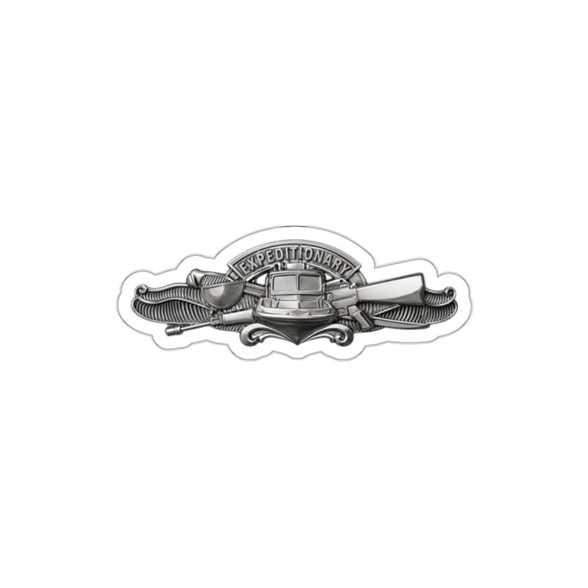 Die-Cut Vinyl Sticker - Navy - Badge - Expeditionary Warfare (EXW) wo txt - Officer - 3D - Enhanced