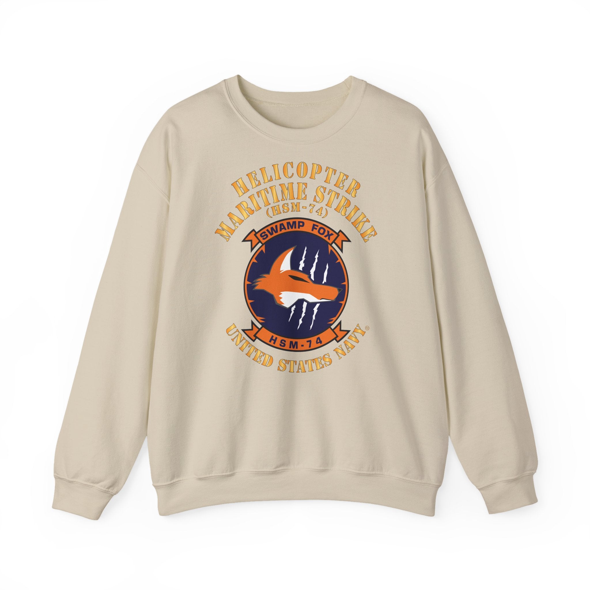 Unisex Heavy Blend™ Crewneck Sweatshirt - Navy - Helicopter Maritime Strike Seven Four (HSM-74)