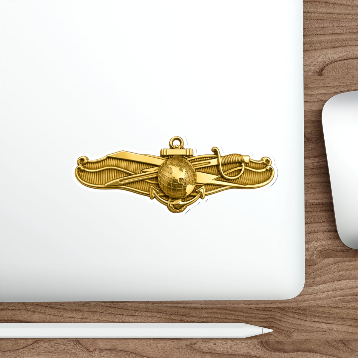 Die-Cut Vinyl Sticker - Navy - Badge - Information Warfare wo txt - Officer - 3D - Enhanced