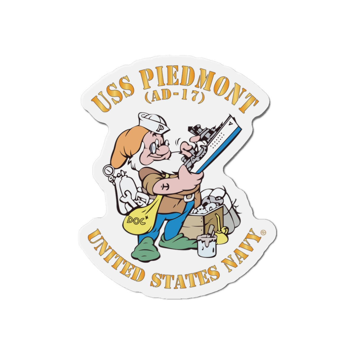 Die-Cut Magnet - Navy - USS Piedmont (AD-17)