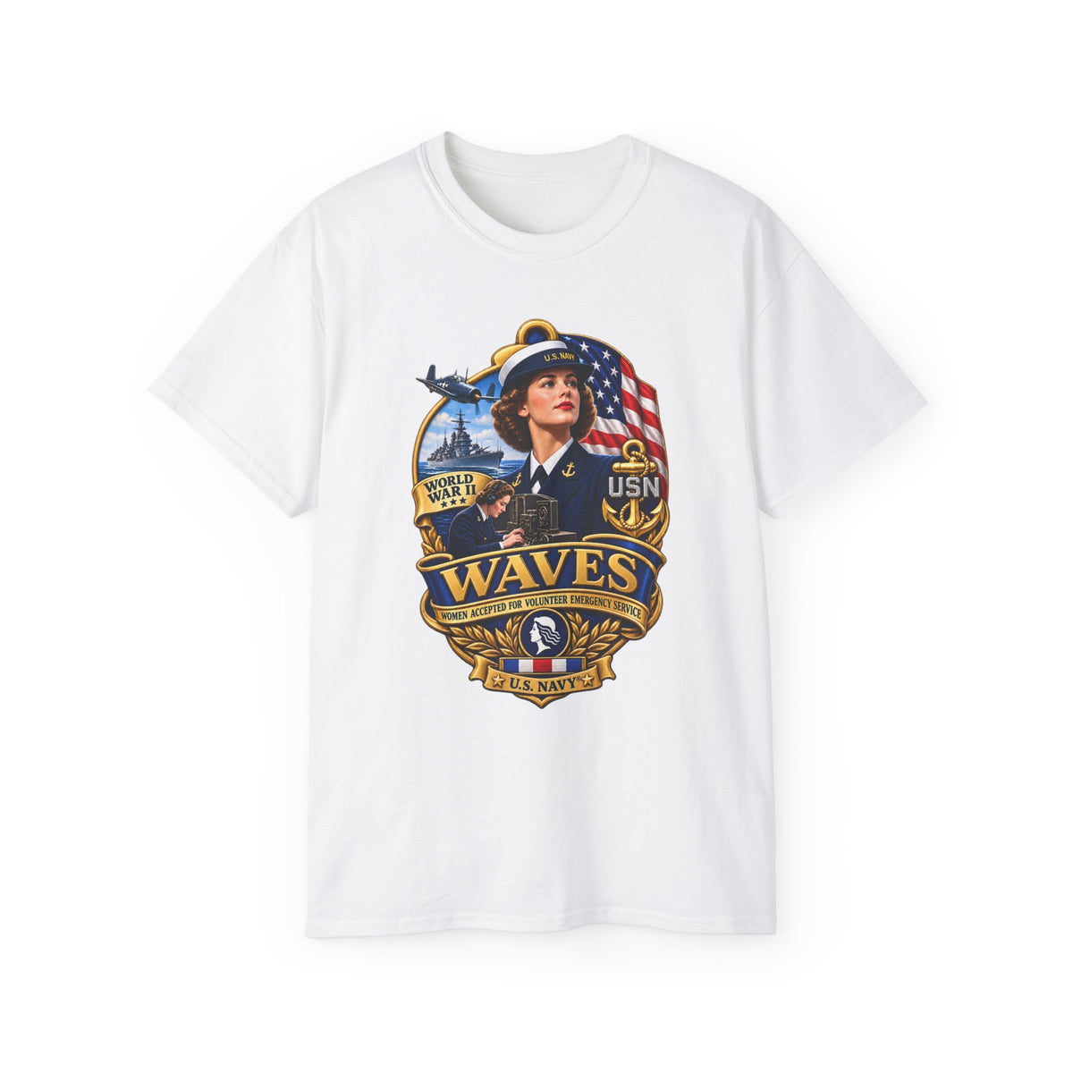 Unisex Ultra Cotton T-Shirt - WAVES - Women Accepted for Volunteer Emergency Service WWII - 3D - Enhanced