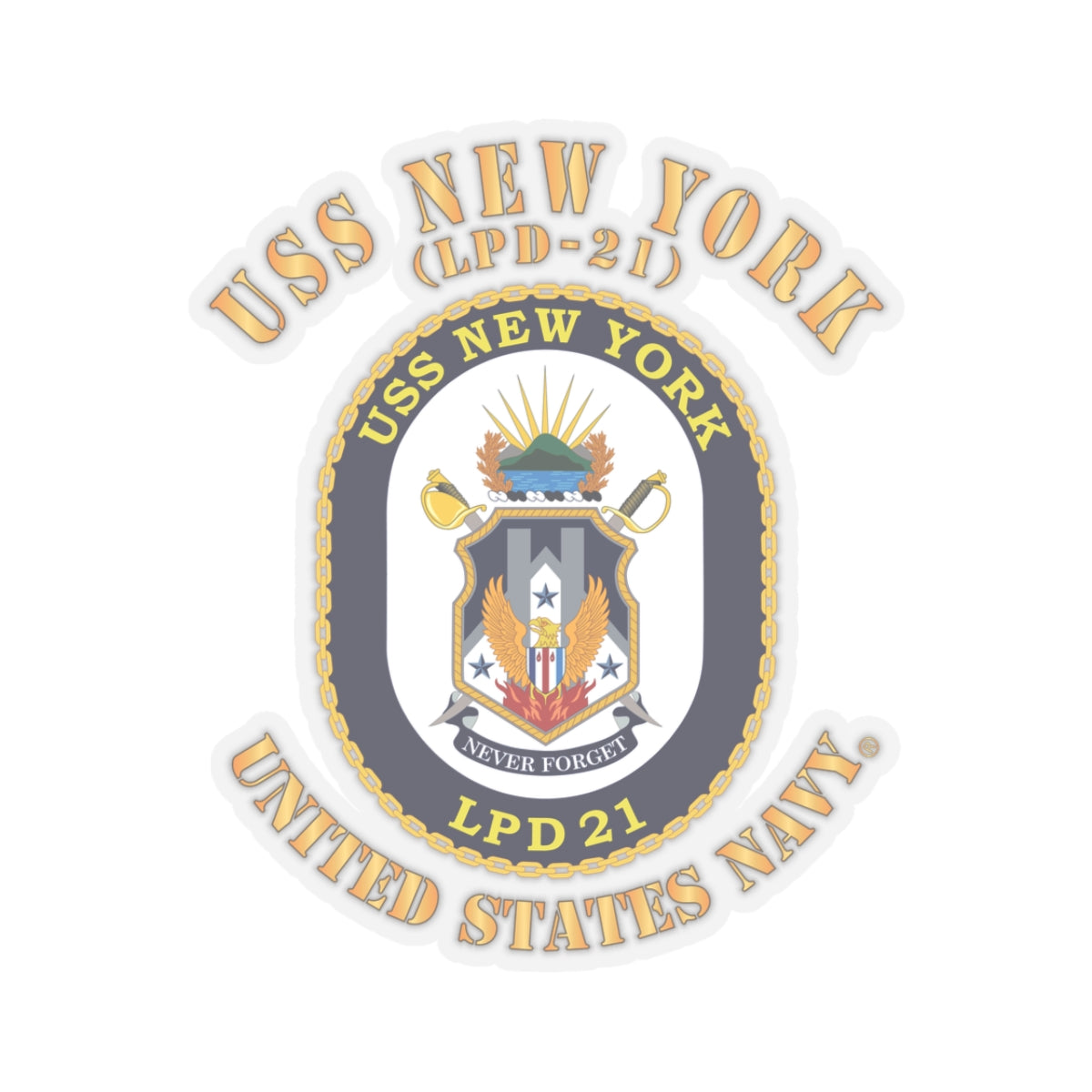 Kiss-Cut Stickers - Navy - USS New York (LPD-21) X 300