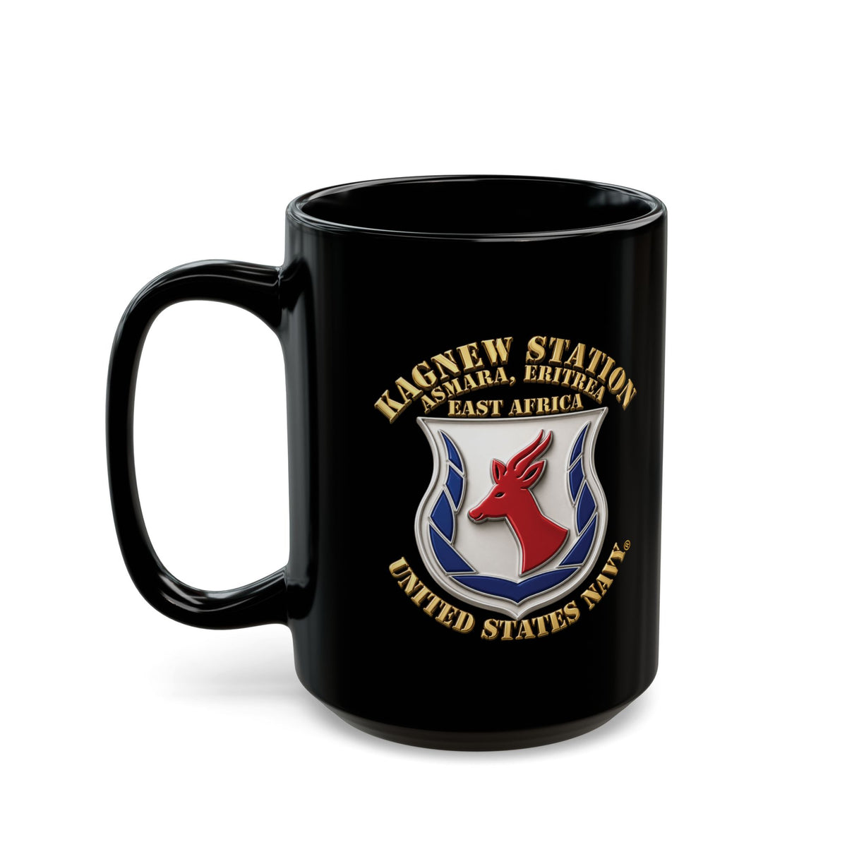 Black Mug (11oz, 15oz) - Navy - Kagnew Station - Asmara, Eritrea - East Africa - 3D X 300