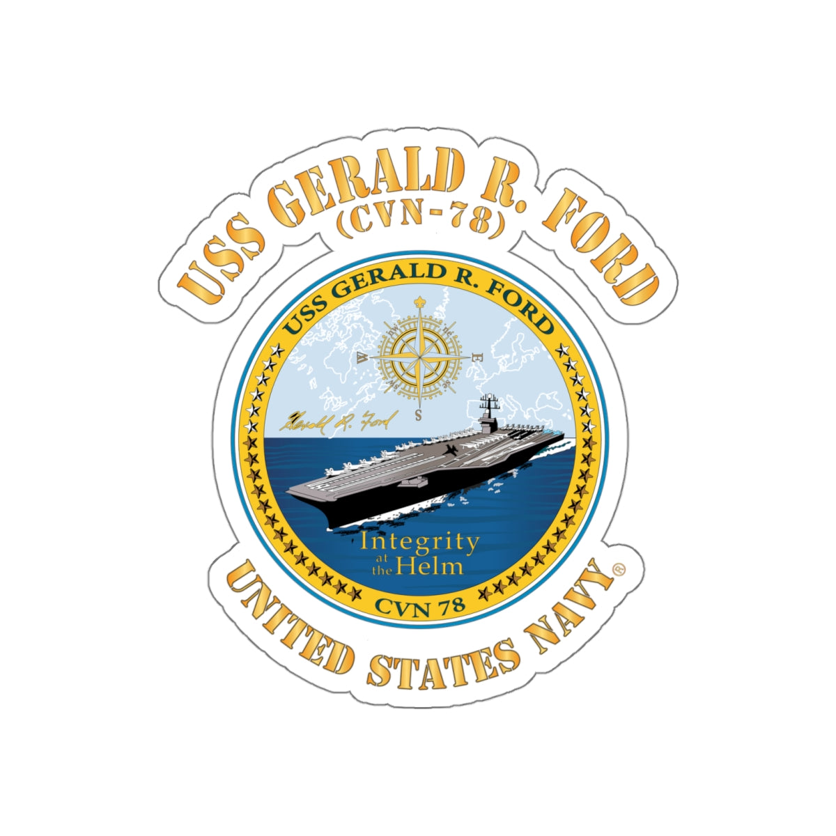 Die-Cut Vinyl Sticker - Navy - USS Gerald R. Ford (CVN-78)