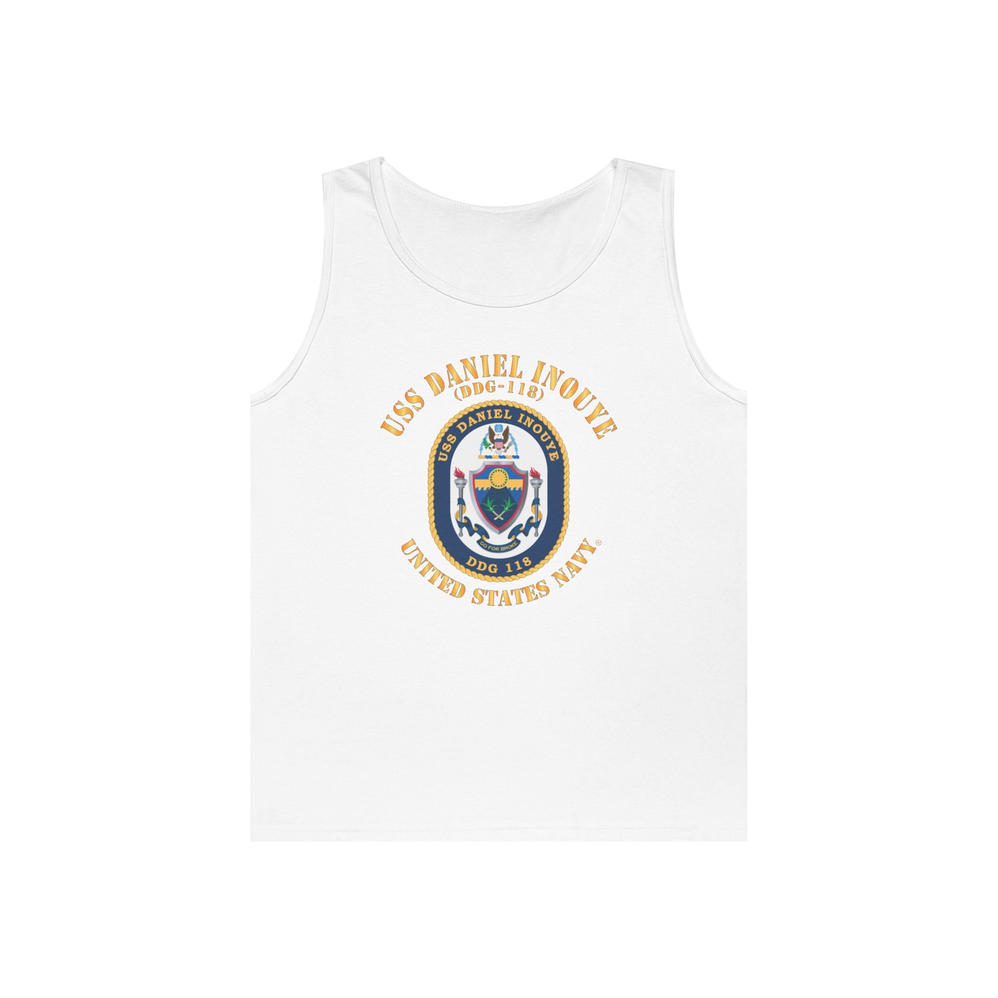 Unisex Heavy Cotton Tank Top - Navy - USS Daniel Inouye (DDG-118)