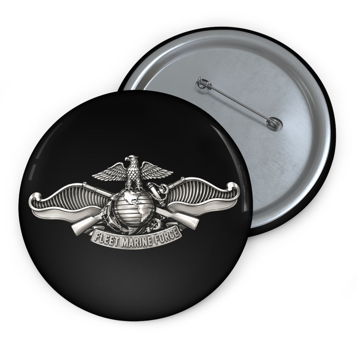 Pin Button - Navy - Badge - Fleet Marine Force (FMF) wo txt - Enlisted - 3D - Enhanced