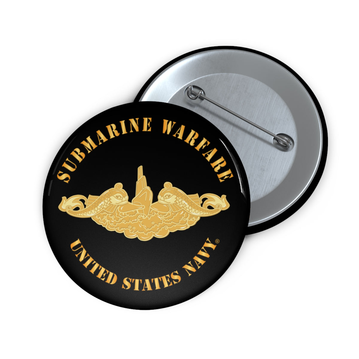 Custom Pin Button - Navy - Submarine Badge - Gold