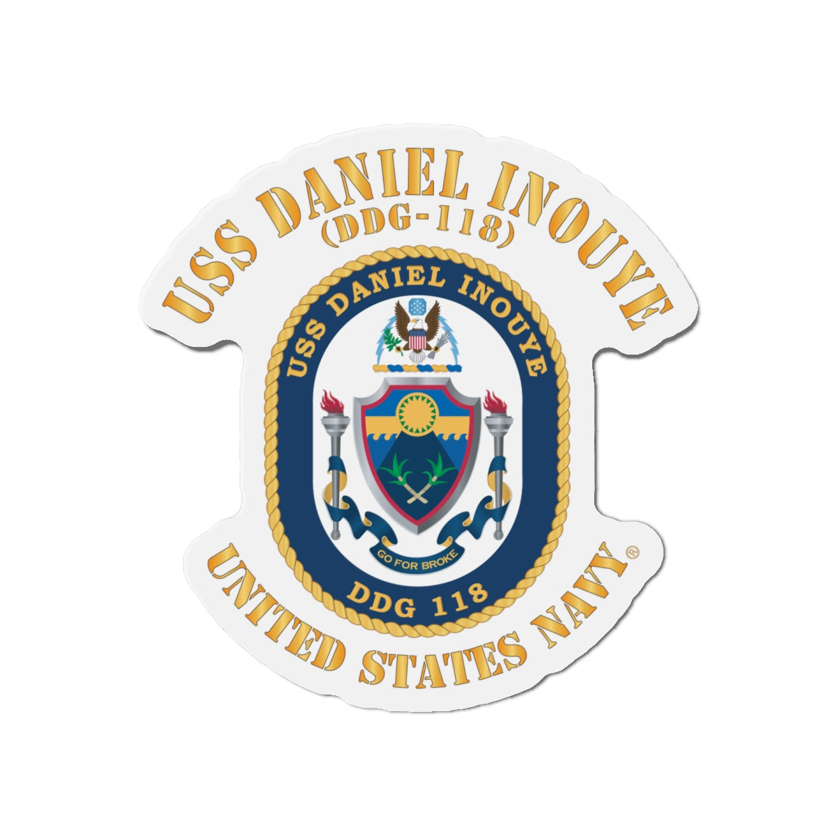 Die-Cut Magnet - Navy - USS Daniel Inouye (DDG-118)