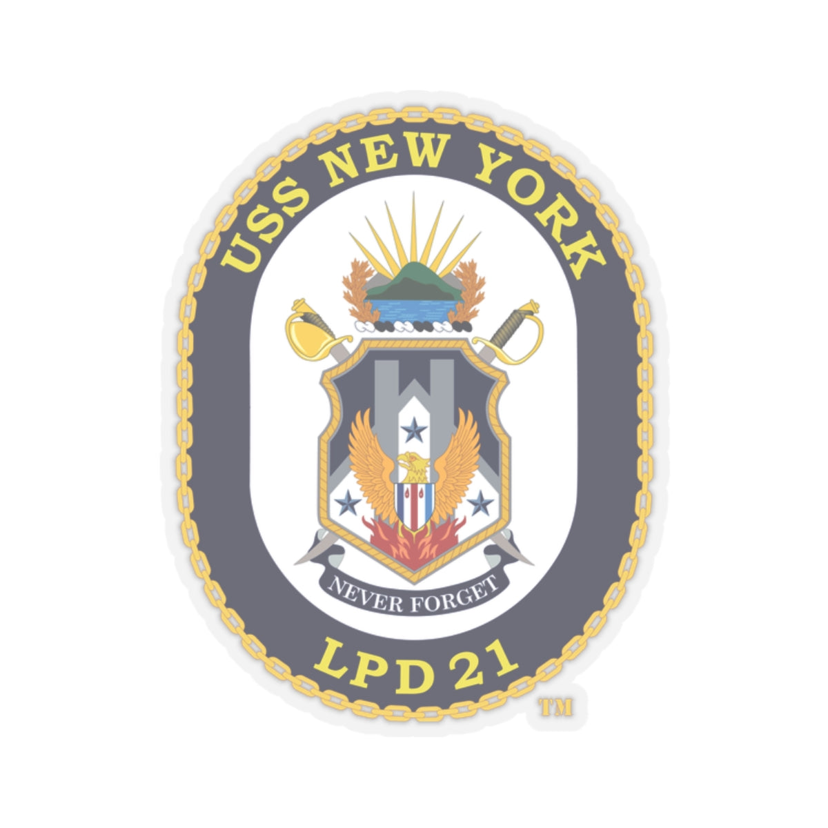 Kiss-Cut Stickers - Navy - USS New York (LPD-21) wo txt