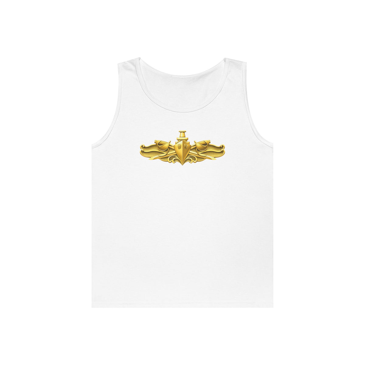 Unisex Heavy Cotton Tank Top - Navy - Badge - Surface Warfare Officer (SWO) wo txt - 3D - Enhanced