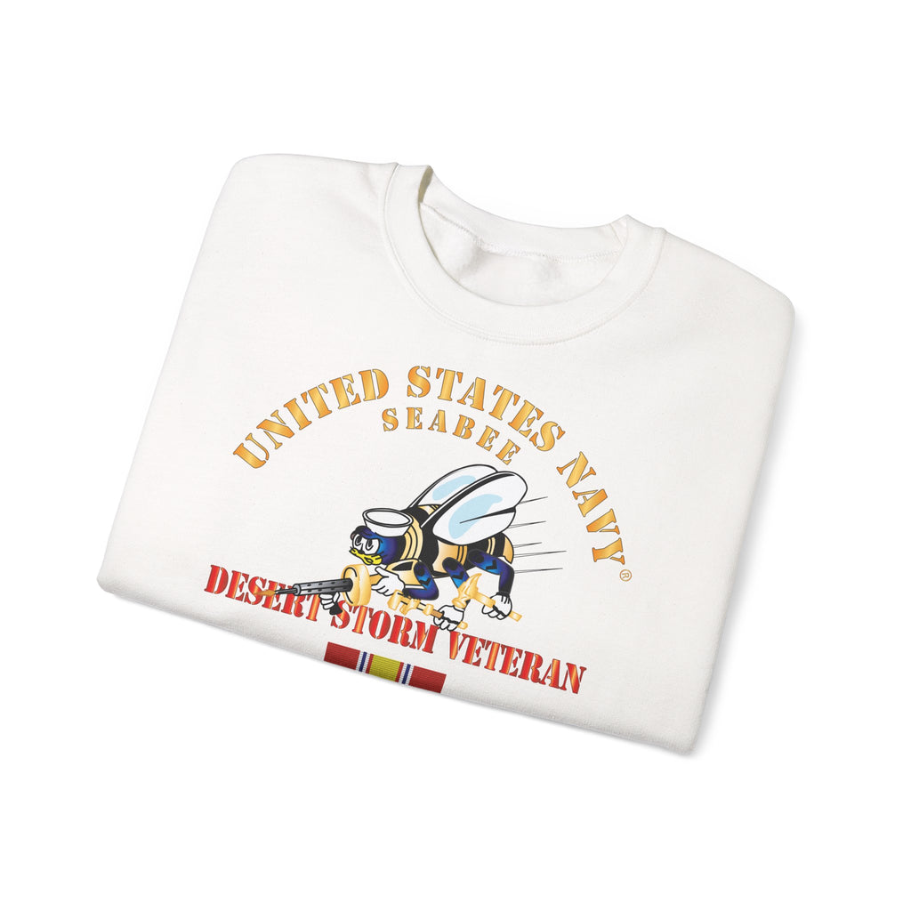 Unisex Heavy Blend™ Crewneck Sweatshirt - Navy - Seabee - Desert Storm Veteran