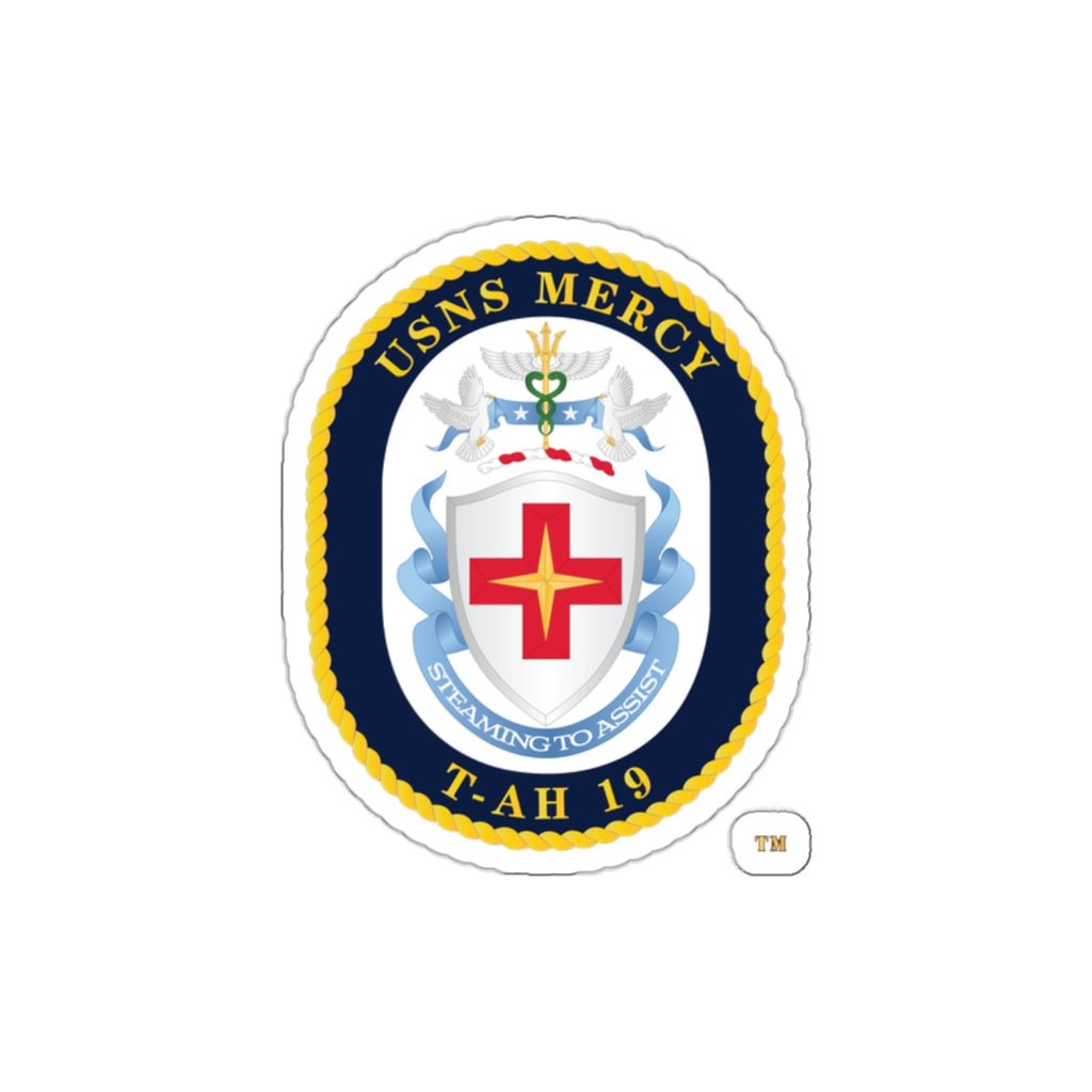 Die-Cut Vinyl Sticker - Navy - USNS Mercy (T-AH-19) - Crest wo Txt