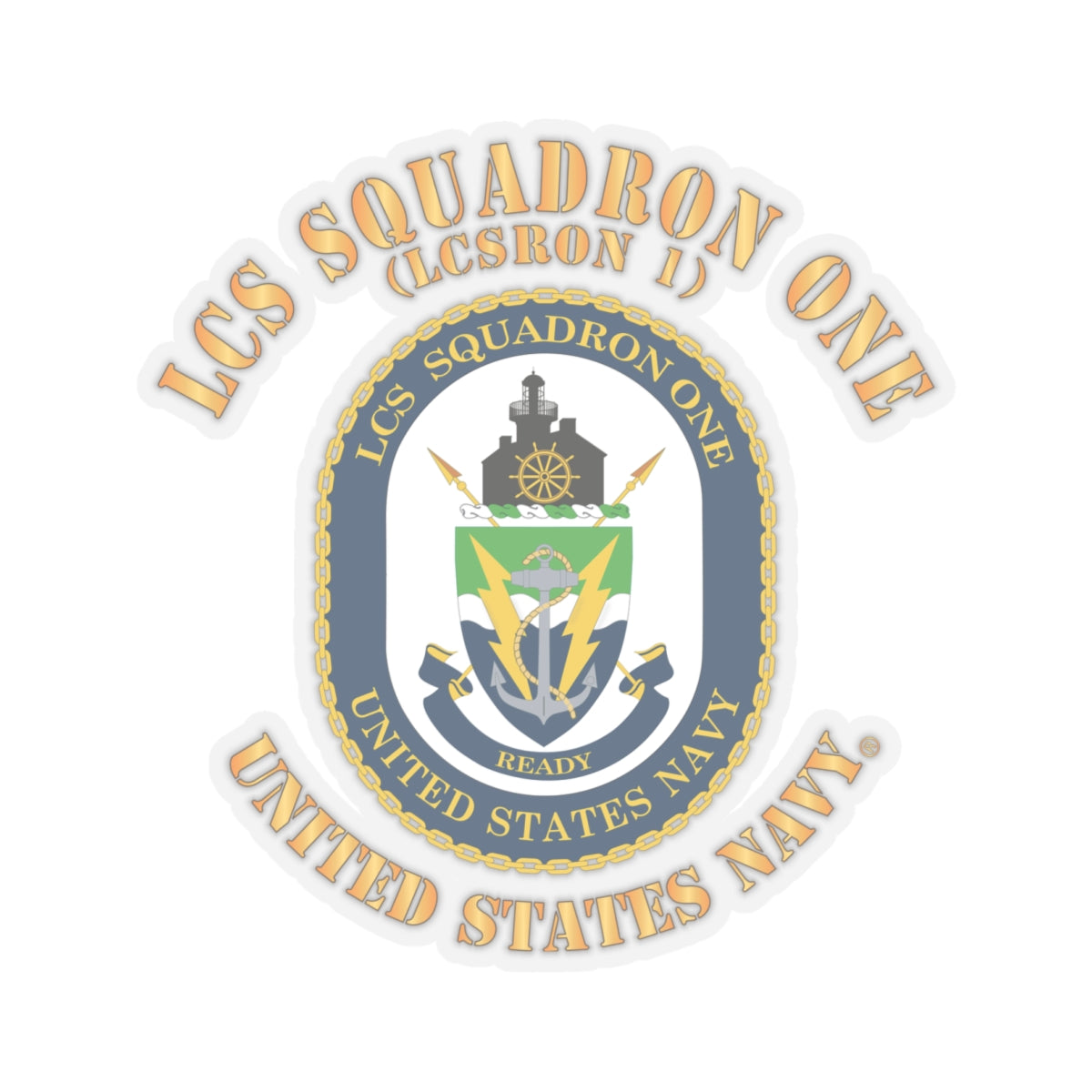 Kiss-Cut Stickers - Navy - LCS Squadron One (LCSRON 1)