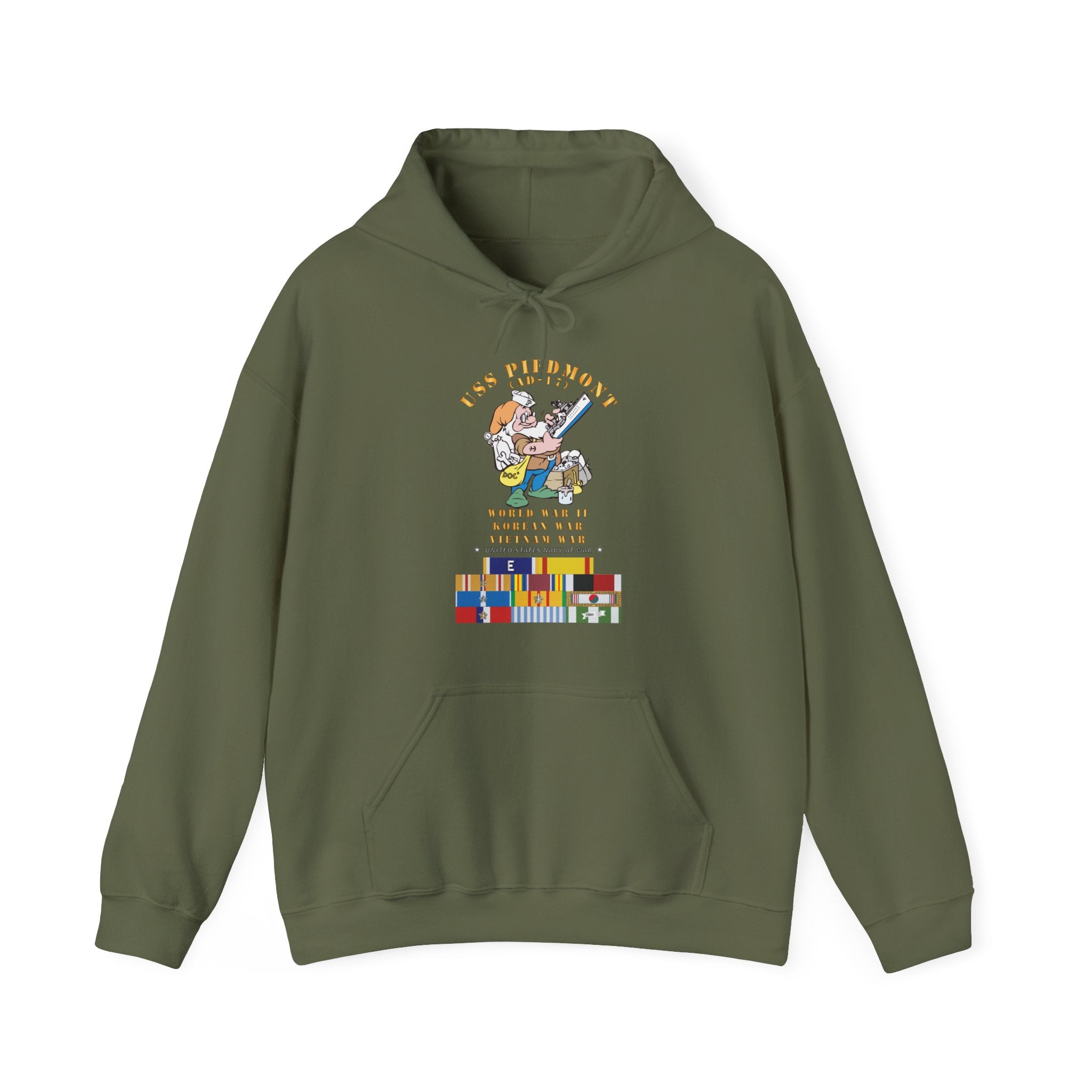 Unisex Heavy Blend™ Hoodies - Navy - USS Piedmont (AD-17) w WWII - KOREA - VN SVC