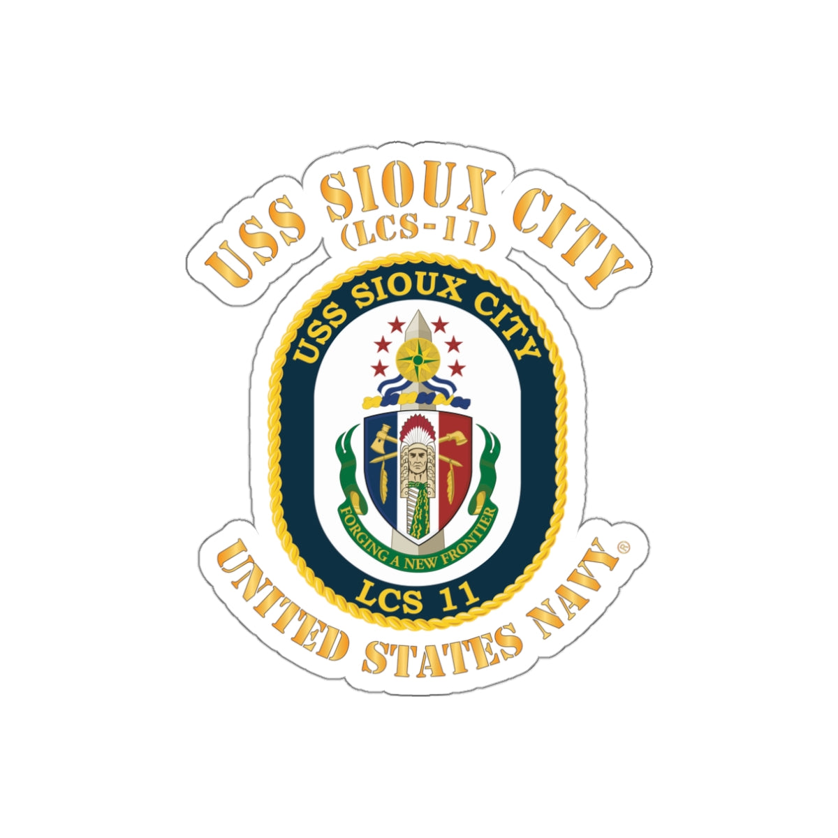Die-Cut Vinyl Sticker - Navy - USS Sioux City (LCS-11)