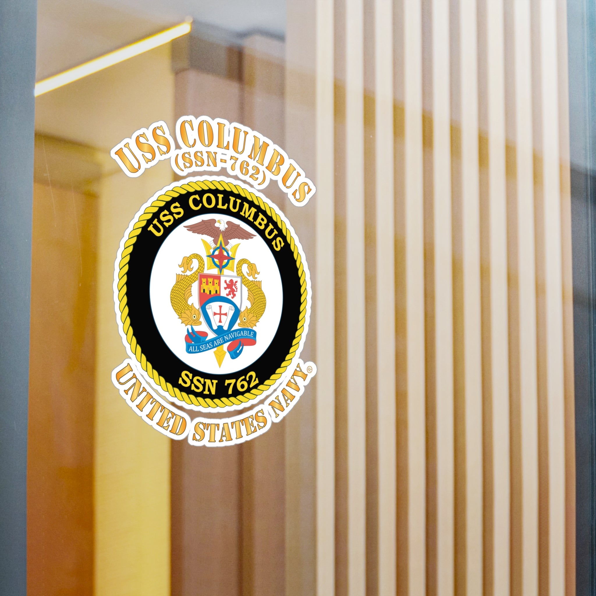 Kiss-Cut Vinyl Decal - Navy - USS Columbus (SSN-762)