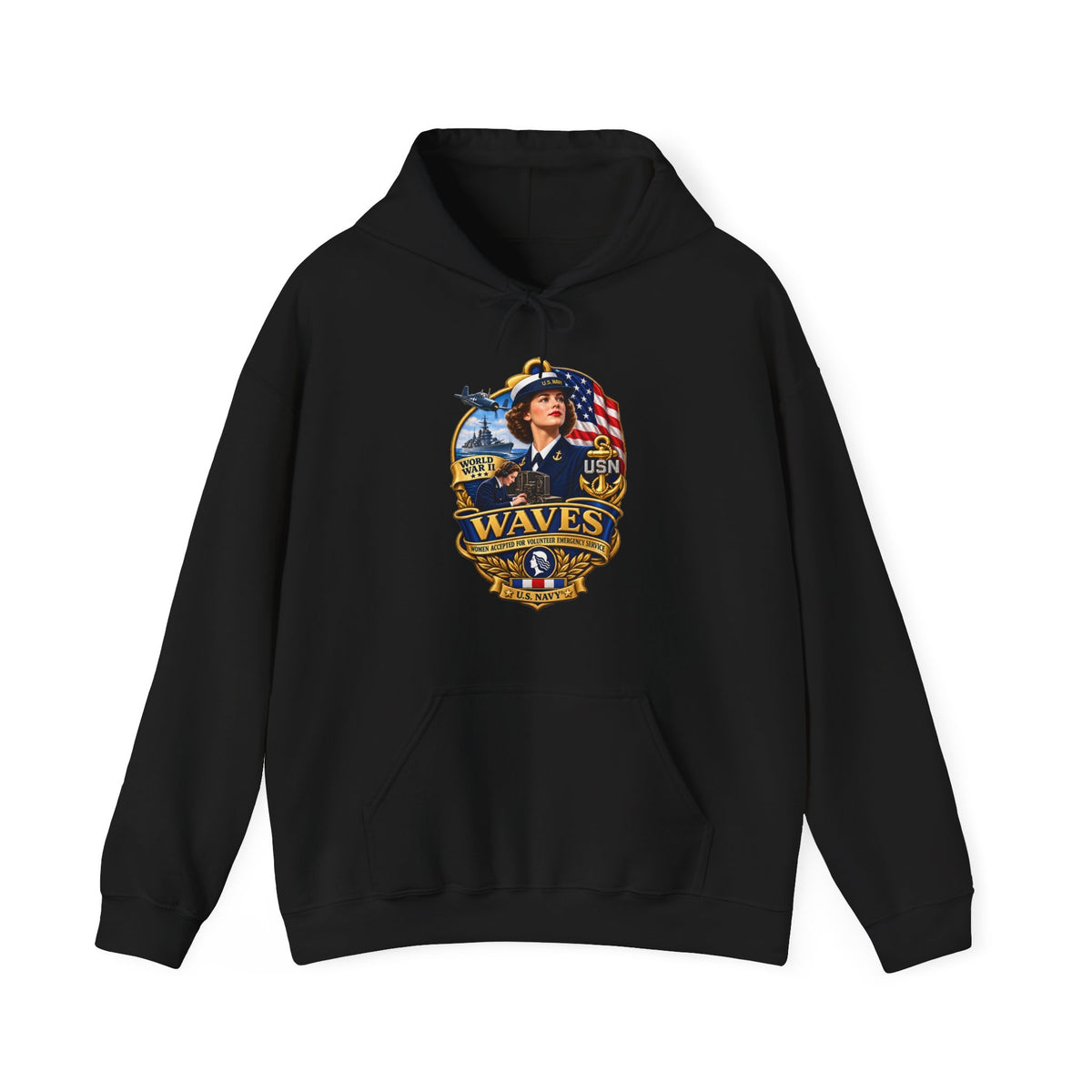 Unisex Heavy Blend™ Hoodies - WAVES - Women Accepted for Volunteer Emergency Service WWII - 3D - Enhanced