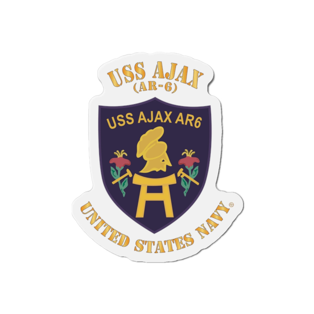Die-Cut Magnet - Navy - USS Ajax (AR-6)