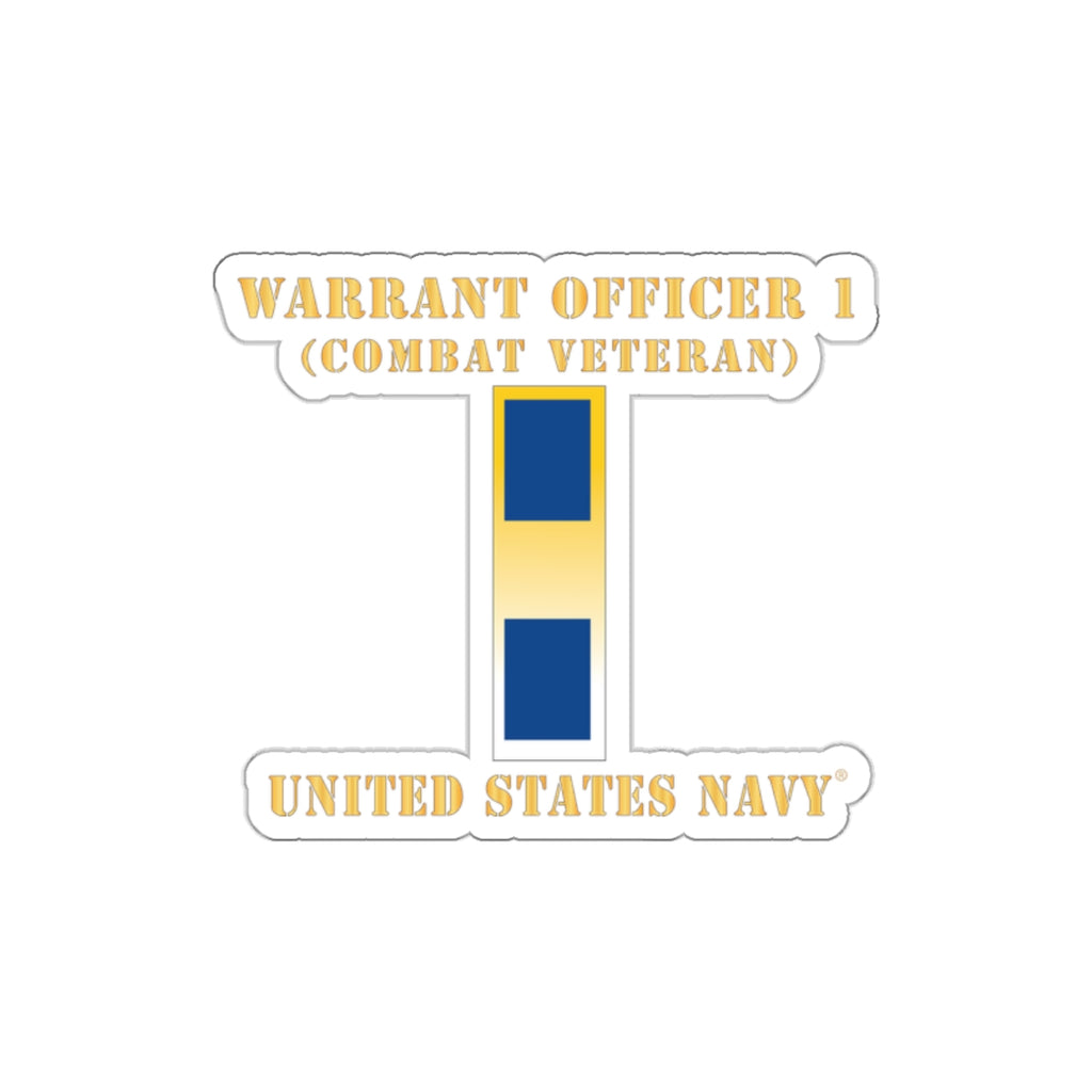 Die-Cut Vinyl Sticker - Navy - Warrant Officer 1 - Combat Veteran
