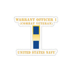 Die-Cut Vinyl Sticker - Navy - Warrant Officer 1 - Combat Veteran