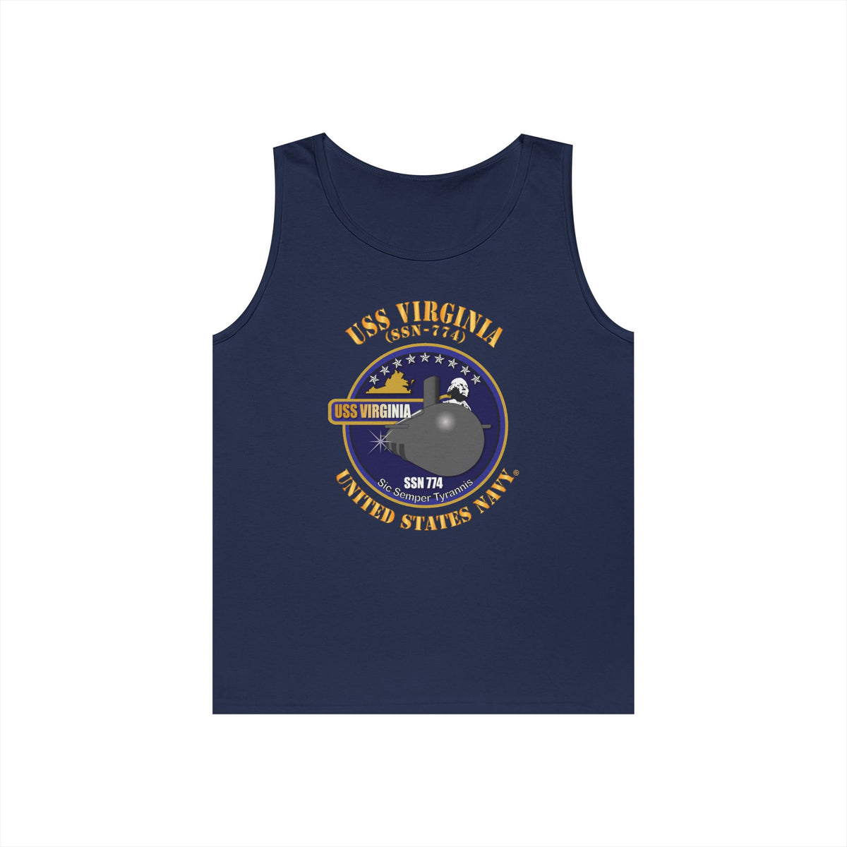 Unisex Heavy Cotton Tank Top - Navy - USS Virginia (SSN-774) X 300