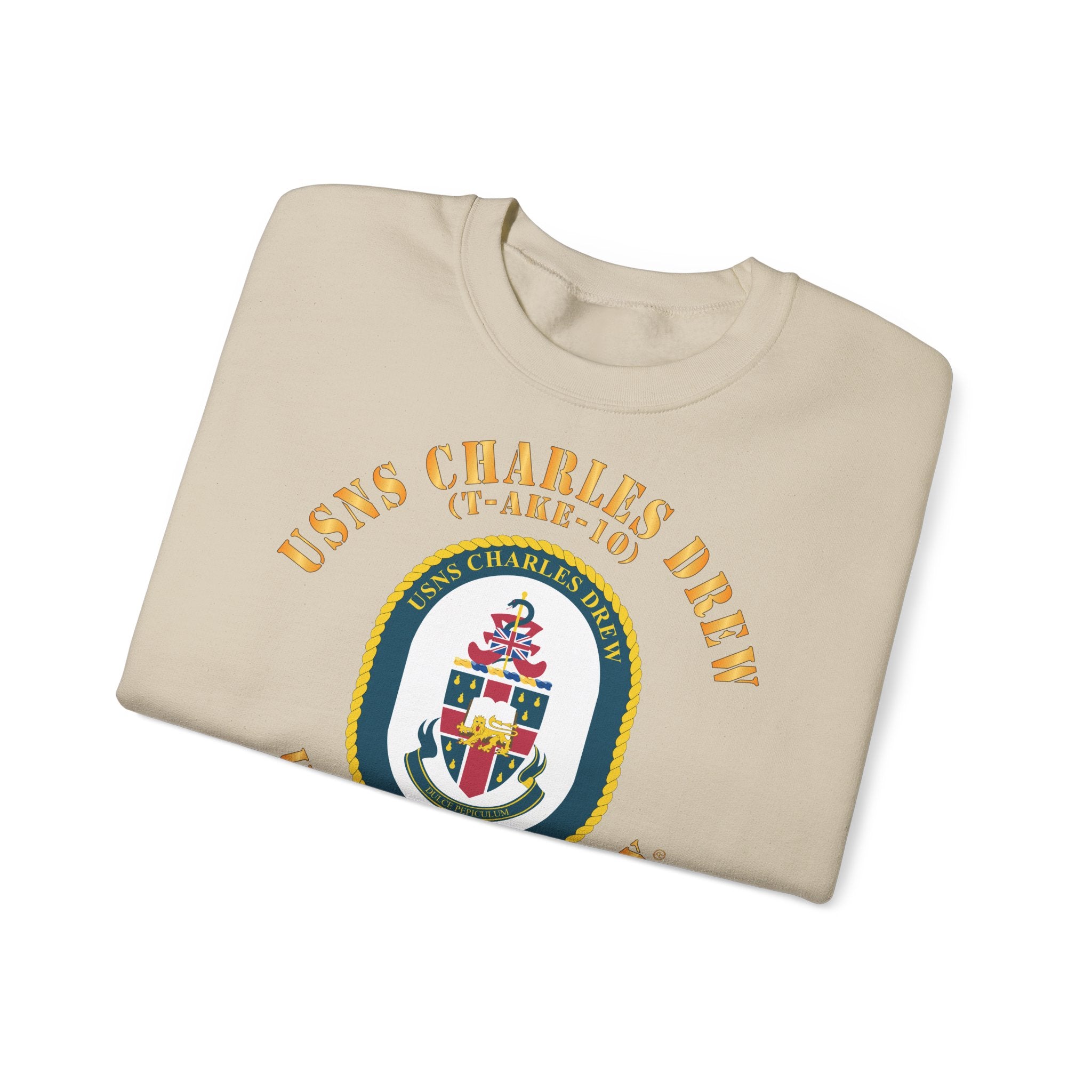 Unisex Heavy Blend™ Crewneck Sweatshirt - Navy - USNS Charles Drew (T-AKE 10)