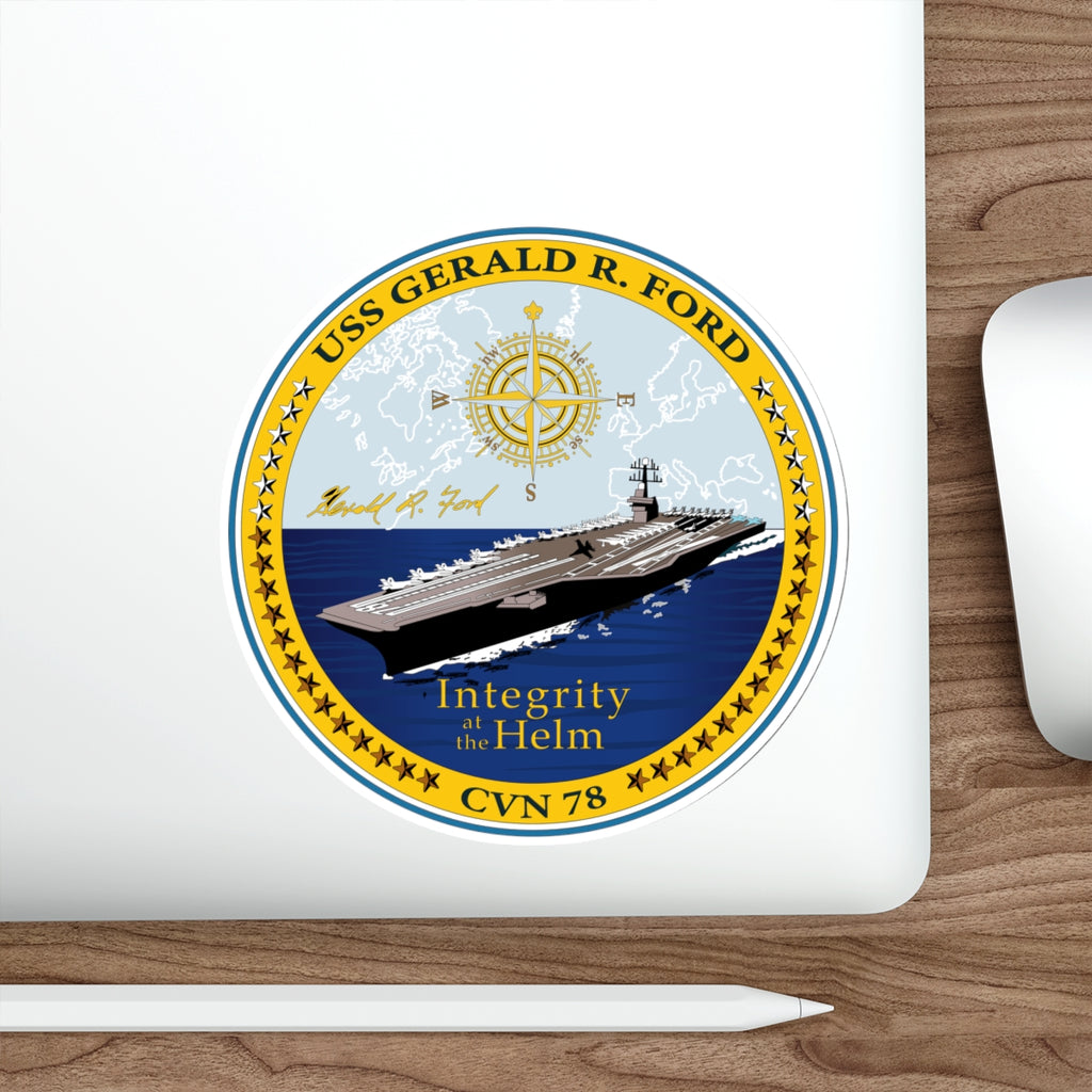 Die-Cut Vinyl Sticker - Navy - USS Gerald R. Ford (CVN-78) wo txt