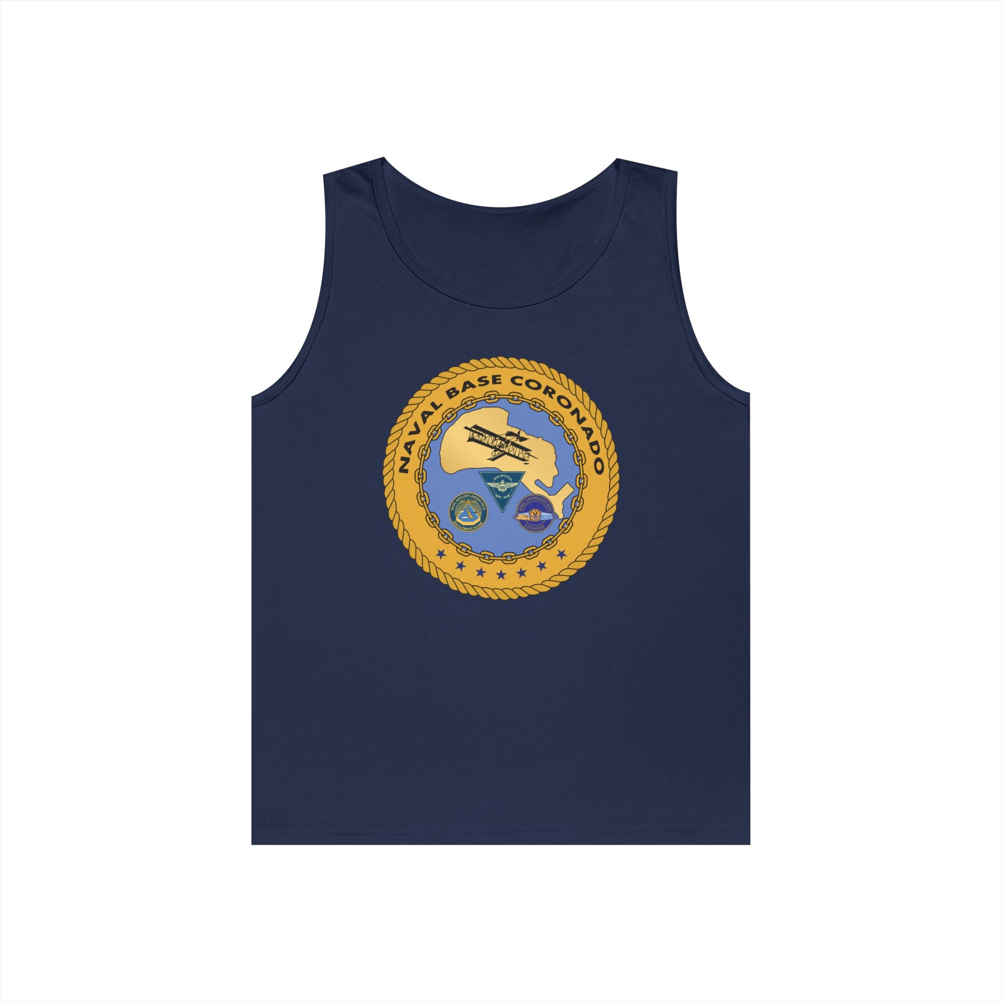 Unisex Heavy Cotton Tank Top - Navy - Naval Base Coronado wo txt