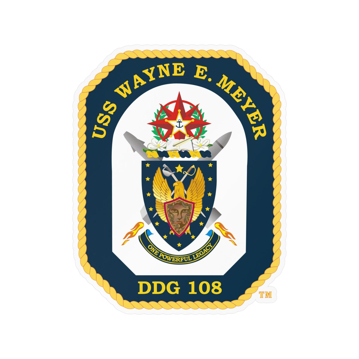 Kiss-Cut Vinyl Decal - Navy - USS Wayne E. Meyer (DDG-108) wo txt X 300