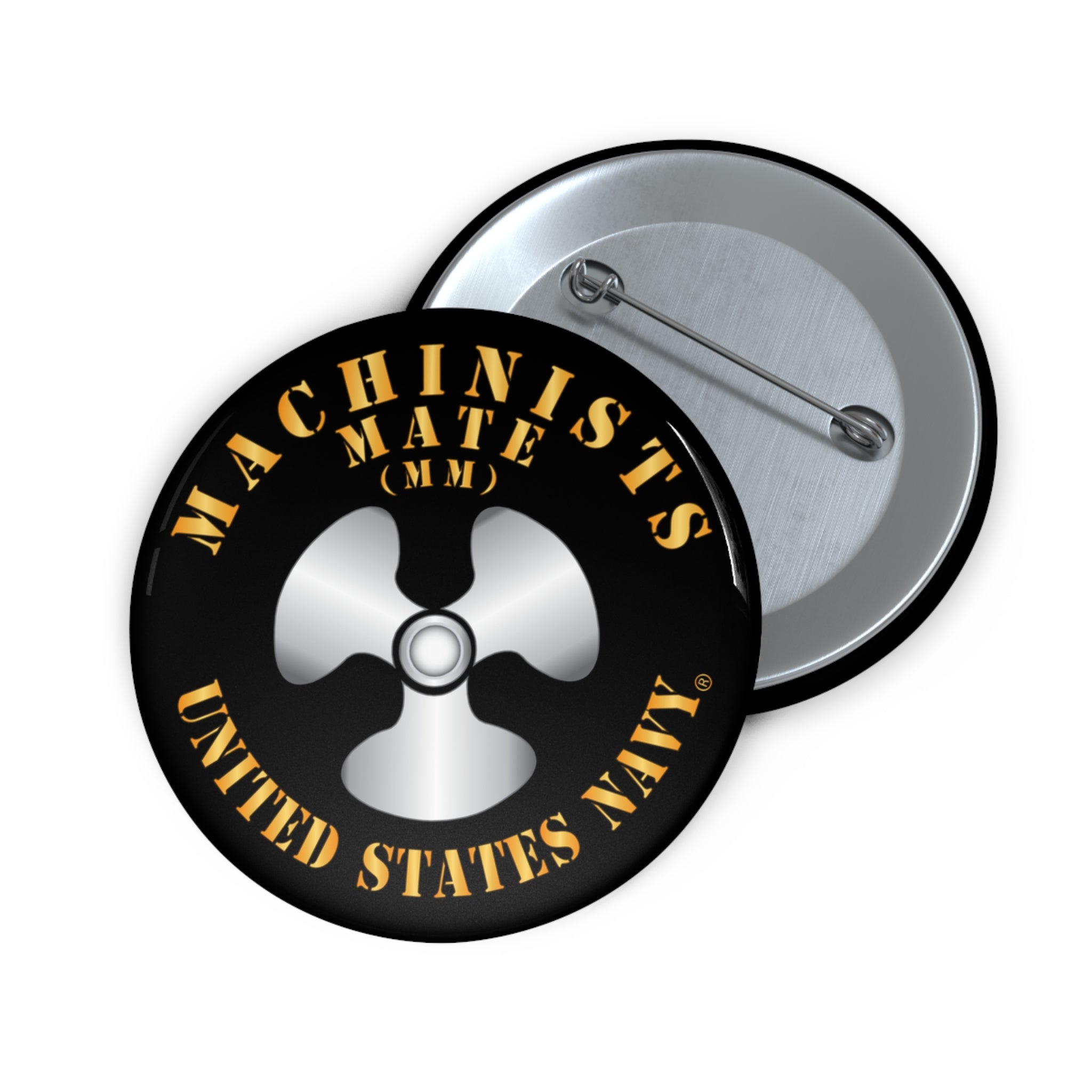 Custom Pin Button - Navy - Rate - Machinists Mate (MM)