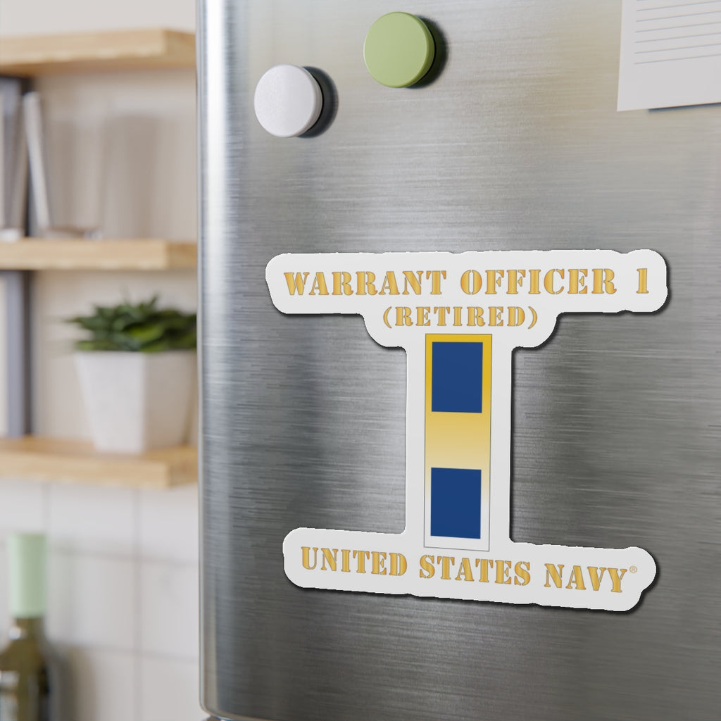 Die-Cut Magnet - Navy - Warrant Officer 1 - Retired
