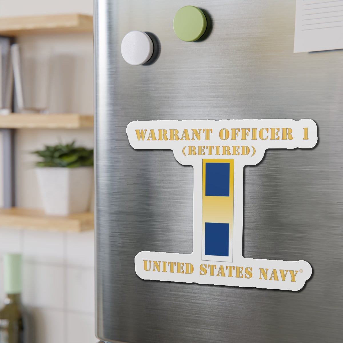 Die-Cut Magnet - Navy - Warrant Officer 1 - Retired