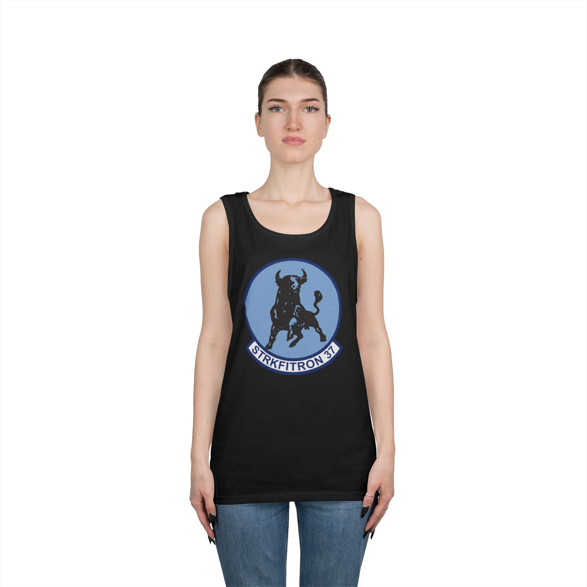 Unisex Heavy Cotton Tank Top - Navy - Strike Fighter Squadron 37 (VFA-37) wo txt